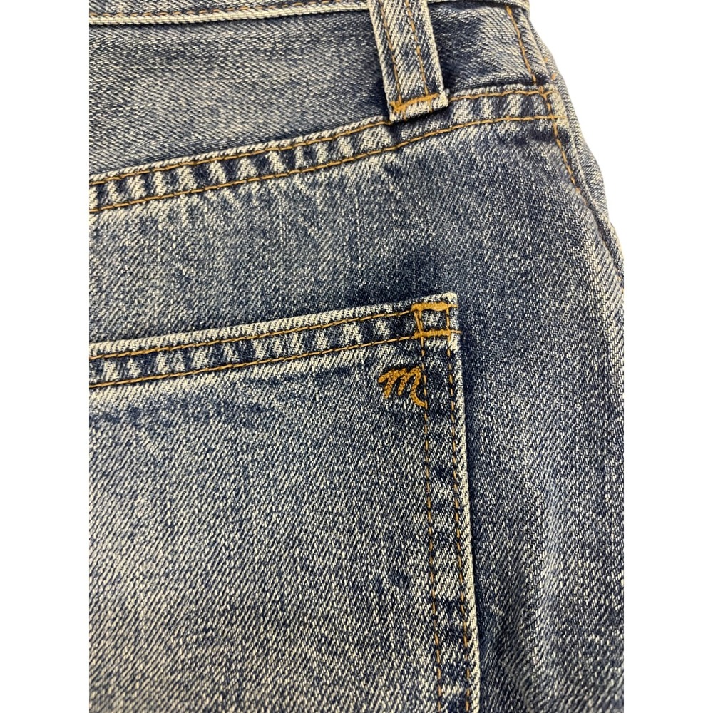 Madewell Button Skirt Size M Blue Rigid Denim A-Line Mini Cut Off Frayed Cotton - Picture 7 of 15